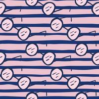 Pink and navy blue tones seamless style pattern with hipster sunglasses elements. Striped background. vector