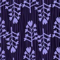 Seamless botanic pattern with flowers and branches elements. Dark background with strips and blue elements. vector