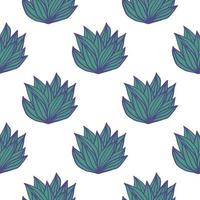 Foliage bush isolated seamless pattern with white background. Green and blue leaves. Simple floral backdrop. vector