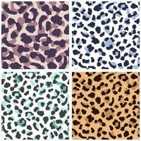 Set of leopard skin seamless pattern. Wild cat texture repeat.