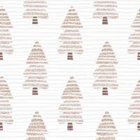 Pink trees with marks on white background with lines. Christmas seamless pattern. vector