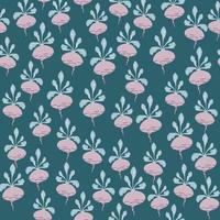 Funny beetroot backdrop. Hand drawn geometric beet seamless pattern on green background. vector