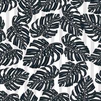 Random seamless pattern in abstract style with black monstera shapes on light background. vector