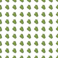Isolated seamless pattern with green doodle small palm leaf elements shapes. White background. vector