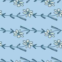 Abstract flowers seamless pattern in sketch style. Simple floral wallpaper. vector