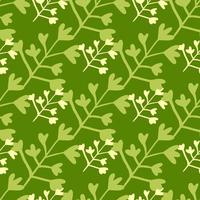 Green colors seamless pattern with floral silhouettes. Bright spring backdrop. vector