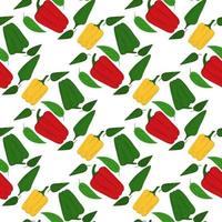 Abstract bell pepper seamless pattern. Red, yellow and green peppers hand drawn wallpaper. vector