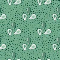 Geometric avocado seamless pattern on dots background. vector