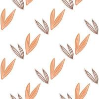 Cute hand drawn leaves seamless pattern isolated on white background. Abstract forest herbal endless wallpaper. vector