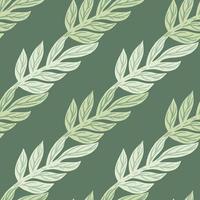 Herbal seamless doodle pattern in pastel tones with hand drawn leaf branches shapes print. Simple design. vector