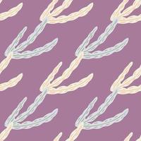 Ocean wild nature seamless pattern with pastel tones seaweeds print. Purple pastel background. Simple design. vector