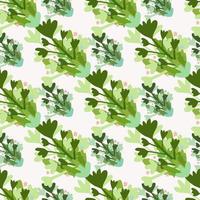 Isolated seamless floral pattern with bouquet of branches and leafs. Green and blue color ornament on white background. vector