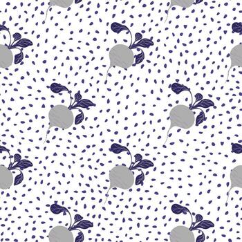 Abstract radish seamless pattern on dots background. vector
