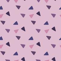 Abstract triangles seamless pattern. Purple and navy blue elements on lilac background. Simple backdrop. vector