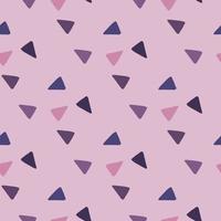 Abstract triangles seamless pattern. Purple and navy blue elements on lilac background. Simple backdrop. vector