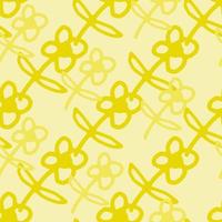 Seamless pattern with cute yellow flowers. Simple style. Abstract floral wallpaper. vector