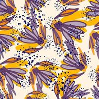 Abstract beautiful flowers seamless pattern in hand drawn style. Floral endless wallpaper. vector