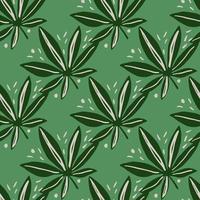 legalizar hoja de patrones sin fisuras. estampado de cannabis dibujado a mano en diferentes colores verdes. vector