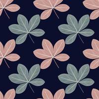 Pink and blue colored doodle scheffler silhouettes seamless pattern. Navy blue background. Simple print. vector