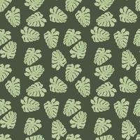 Tropical leaves seamless pattern. Wallpaper with monstera leaf. Hand drawn tropic foliage. vector