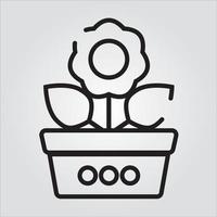 Isolated Outline Plant in Pot Scalable Vector Graphic