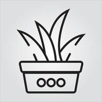 Isolated Outline Plant in Pot Scalable Vector Graphic