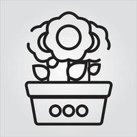 Isolated Outline Plant in Pot Scalable Vector Graphic