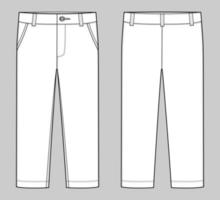 KIds trousers design template. Male pants. Front and back view. vector
