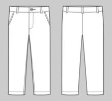 KIds trousers design template. Male pants. Front and back view. vector