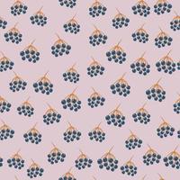 Abstract botanical seamless pattern with navy blue creative rowan shapes. Lilac background. vector