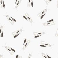 Isolated random seamless pattern with moles simple silhouettes. Light insect shapes with brown details on white background. vector