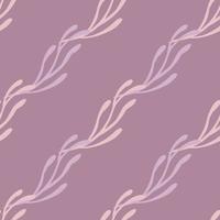 Seamless pattern in hand drawn style with minimalistic branches ornament. Purple palette artwork. vector