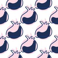 Isolated pink and navy blue pomegranate elements print. White background. Doodle simple style. vector