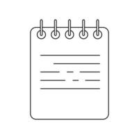 cuaderno de espiral de contorno aislado sobre fondo blanco. diario de negocios. vector