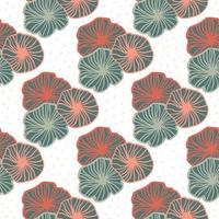 Isolated geometric outline flowers seamless pattern. Pink and blue pastel contoured elements on white background. vector