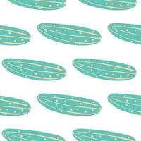 Cucumber seamless pattern on white background. Doodle cucumbers vegetable backdrop. vector