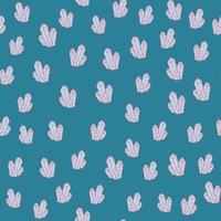 Random little crystals seamless pattern. Doodle magic minerals on turquoise background. vector