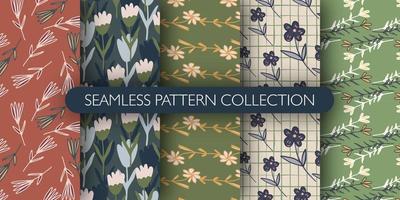 Set of small flowers seamless pattern in vintage style. Abstrct floral wallpaper collections. vector