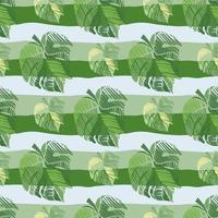 Creative monstera leaves tropical seamless pattern. Embroidery palm leaf endless wallpaper. vector