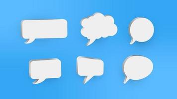 3D blue speech bubble chat icon collection set. Vector Illustration