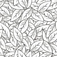 Seamless abstract background with leaves in black on white background. vector