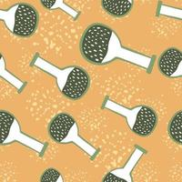 Random seamless doodle pattern with flask simple ornament. Orange background with splashes. vector