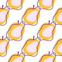 Healthy food seamless pattern with contoured apple yellow elements. White background. Decorative modern print. vector