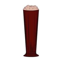 Full beer glass Stout with foam. Engraving style. Hand drawn vector