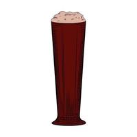 Full beer glass Stout with foam. Engraving style. Hand drawn vector