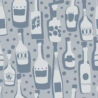 Seamless pattern background with bar bottles. Hand drawn glass bottles vector