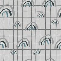Simple rainbow seamless pattern on line background. Scandinavian style. vector