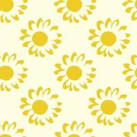 Isolated botanic pattern with bright yellow flowers on white background. vector