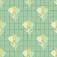 Abstract flowers bouquet seamless pattern on line background. Geometric floral endless wallpaper. vector