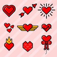 Cute Heart Outline Vector Element Collection Design